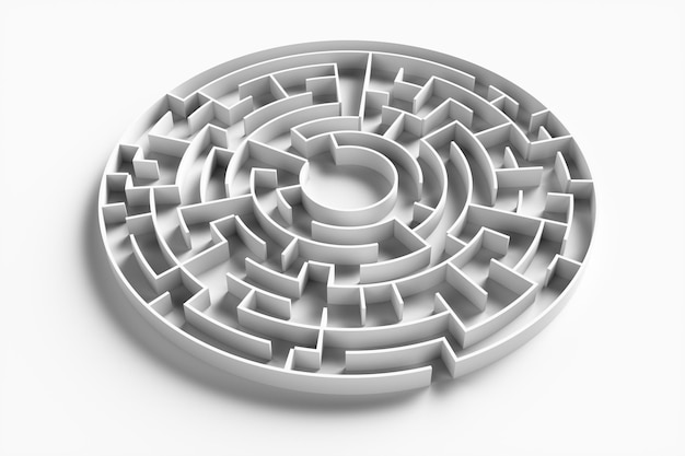 Photo libre d'un labyrinthe abstrait sur fond blanc illustration de rendu 3d