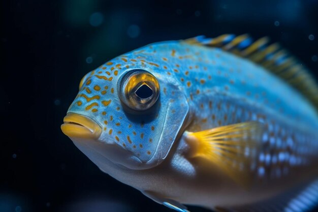 Libre d'un poisson cichlidé sur fond noir