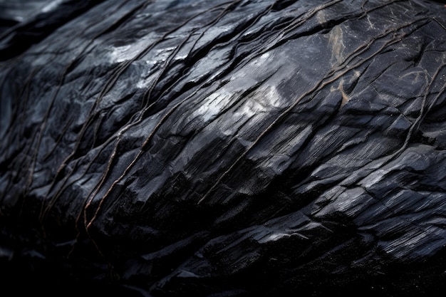 Libre de roche noire brillante avec des veines de charbon visible créé avec ai générative