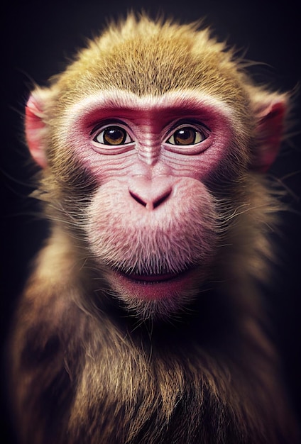 Libre d'un singe portrait d'un macaque japonais avec un visage souriant