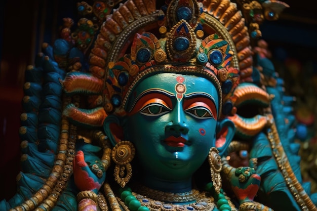 Libre de statue colorée de divinité hindoue dans le temple