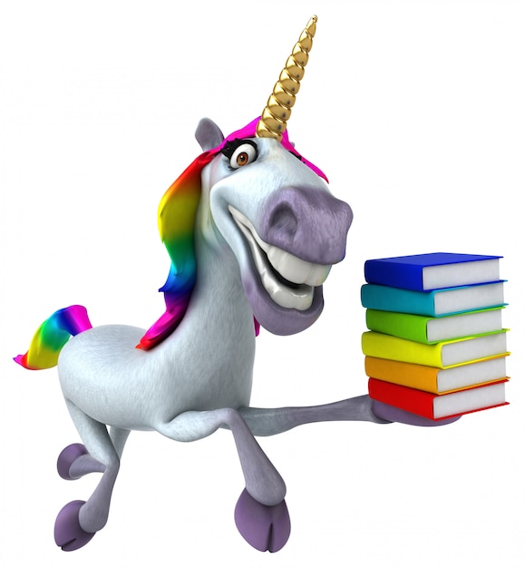 Licorne amusante avec des livres