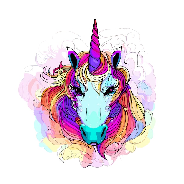 une licorne colorée avec les couleurs de l'arc-en-ciel dessus