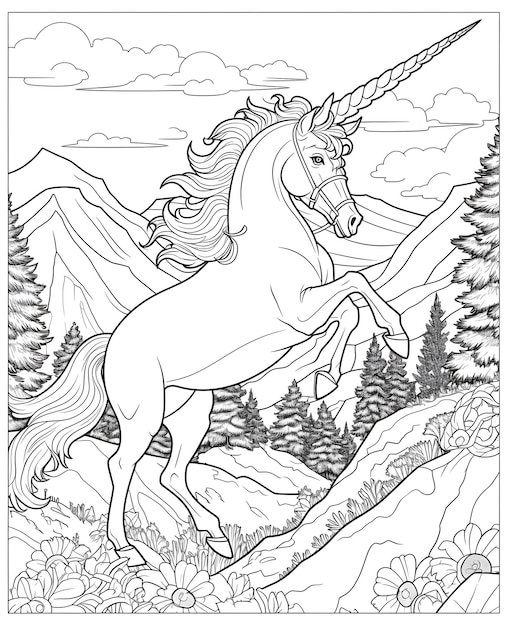 Licorne à colorier pour les enfants