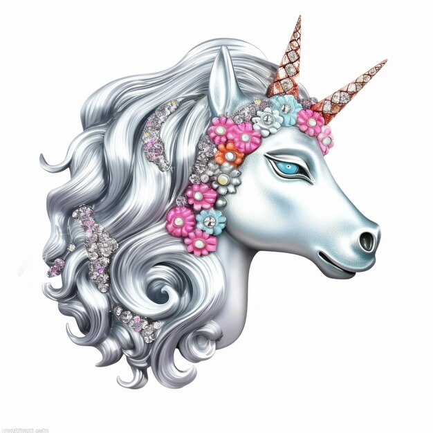 licorne avec une couronne de fleurs sur sa tête