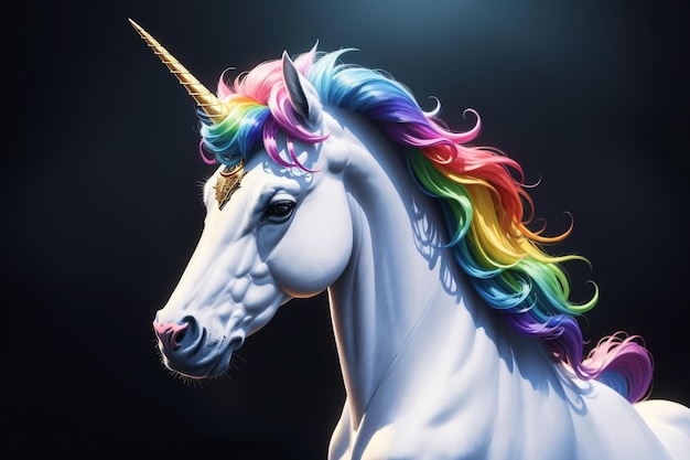 Licorne avec crinière colorée Generative AI