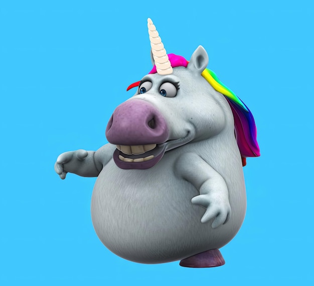 Une licorne de dessin animé 3D amusante qui parle