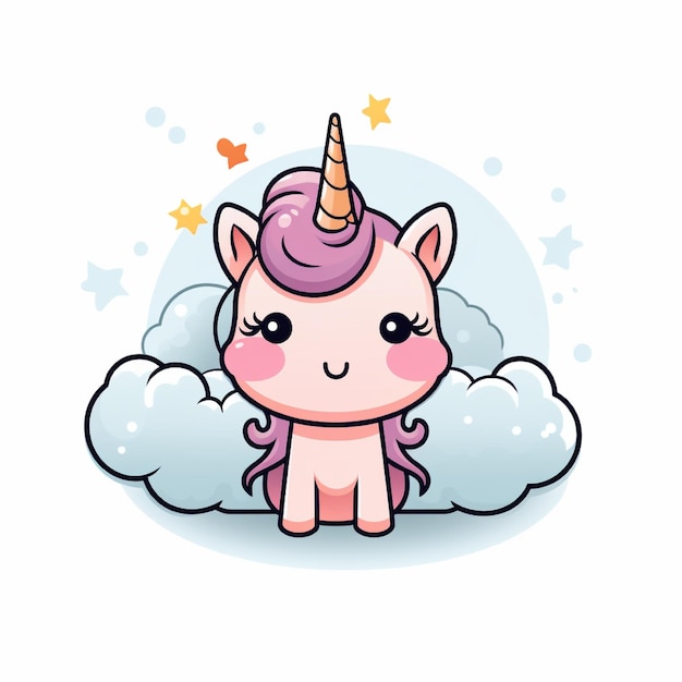 une licorne de dessin animé avec une licorne sur sa tête et les mots licorne en bas