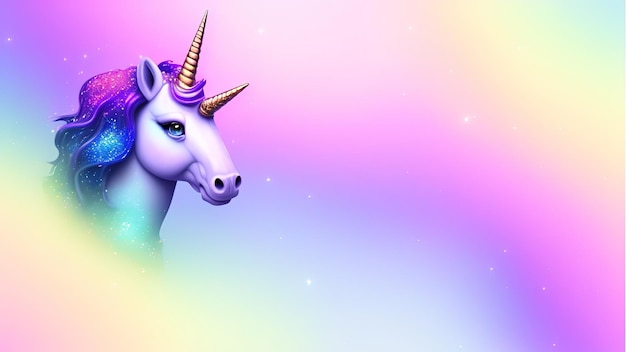 Licorne fantaisie galaxie abstraite La licorne dans un ciel pastel avec arc-en-ciel