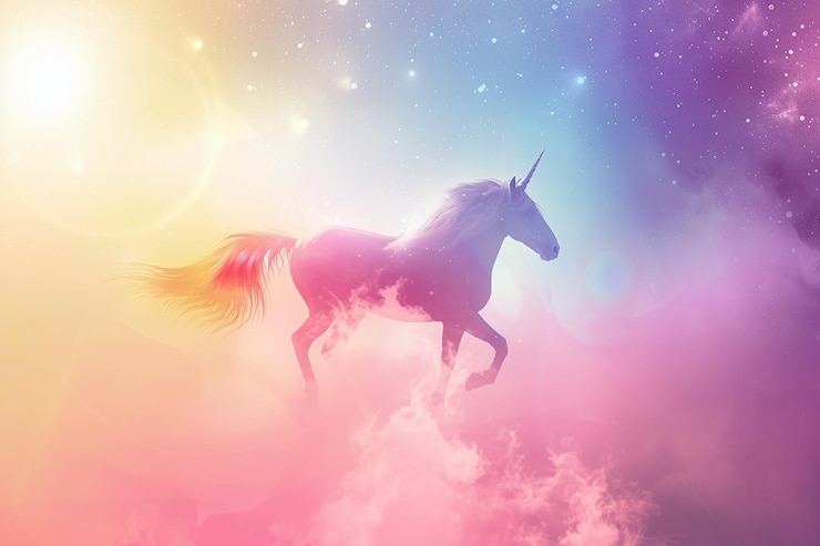 Photo une licorne magique sur un fond pastel