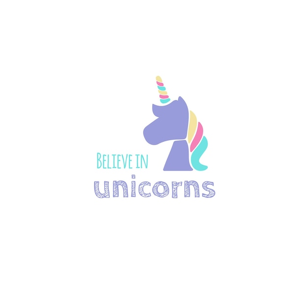 Licorne manuscrite lettrage inscription citation positive calligraphie illustration vectorielle