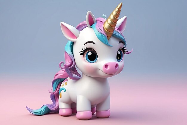 Photo une licorne mignonne en 3d