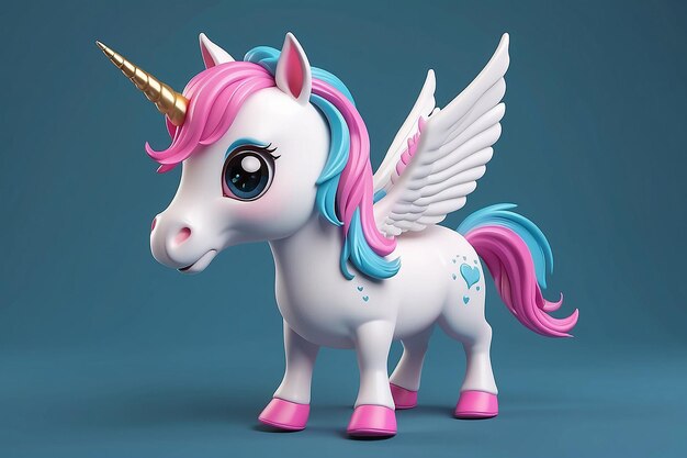 Une licorne mignonne en 3D