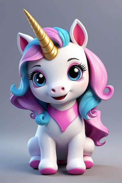 Une licorne mignonne en 3D