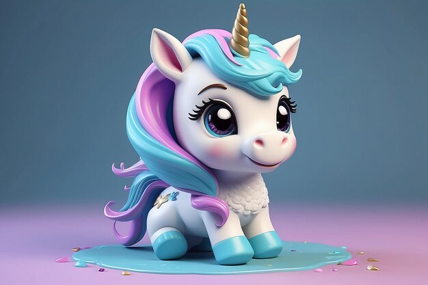 Une licorne mignonne en 3D