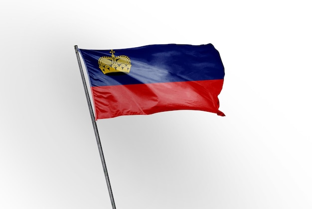Liechtenstein agitant le drapeau sur une image d'arrière-plan blanc
