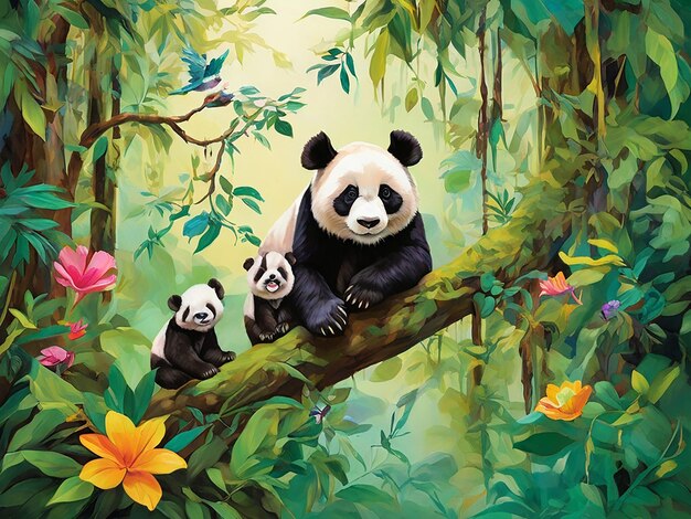 Le lien entre la mère et l'enfant panda crée un beau sentiment d'amour pour le panda.