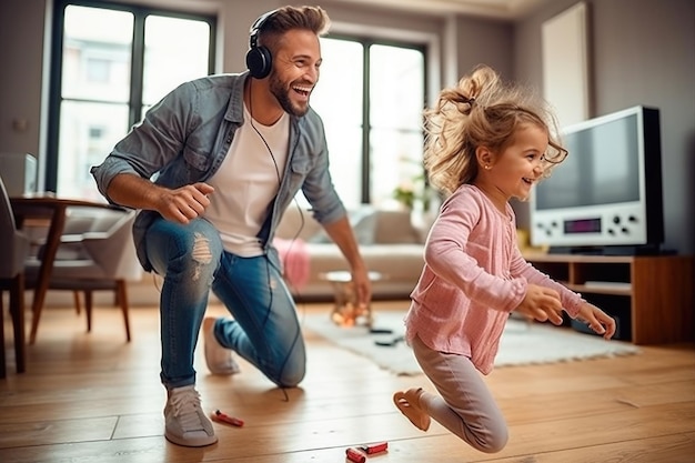 Photo le lien entre père et fille à la maison