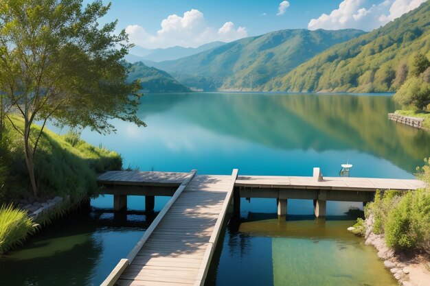 Lieu de détente Site pittoresque National 5A Montagne verte Lac d'eau douce Clean Green paysage naturel