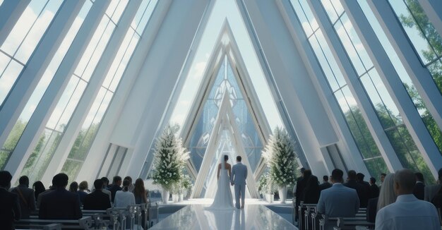 Un lieu de mariage futuriste fusionnant les traditions avec demain