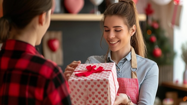 Photo un lieu de rêve romantique de fantaisie, une publicité pour la fête de la saint-valentin, un couple en arrière-plan.