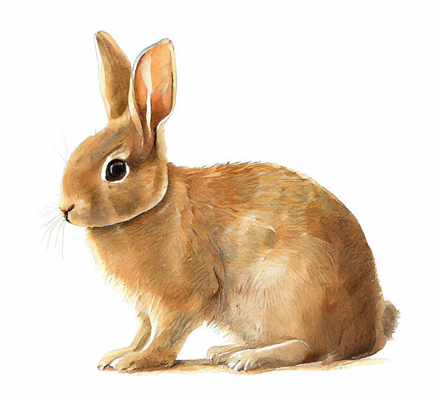 Lièvre isolé sur fond blanc lapin illustration aquarelle