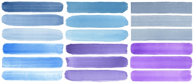 Ligne d'aquarelle de fond abstrait rayé violet bleu sur le fond de fond de papier de texture blanche ou modèle pour la bannière web de texte