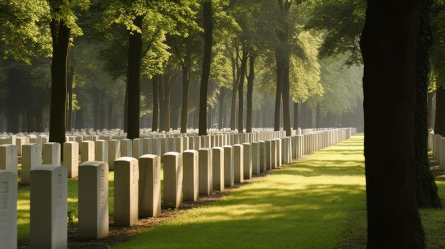 Une ligne d'arbres avec les mots War Memorial sur la gauche.