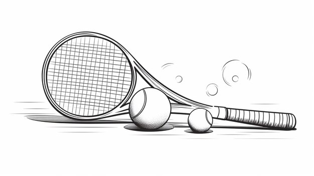 Une ligne continue de thème sportif de tennis avec raquette et balle