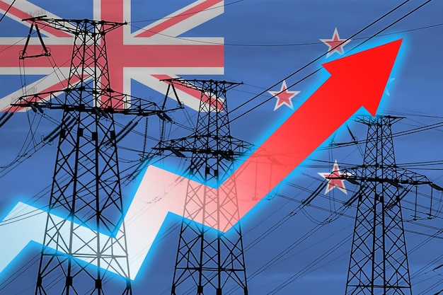 Ligne électrique et drapeau de l'Australie Crise énergétique Concept de crise énergétique mondiale