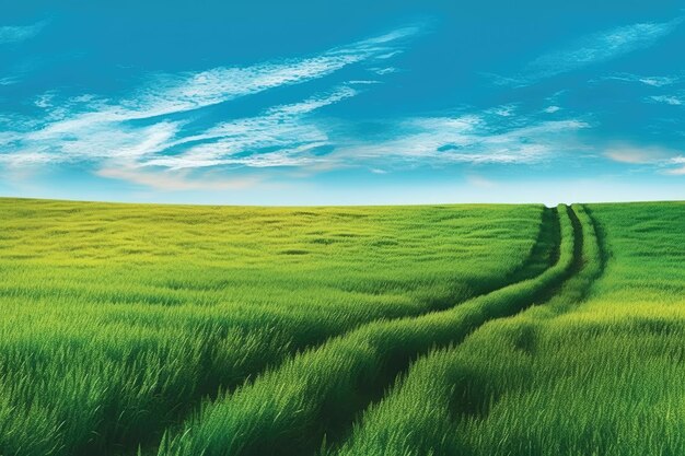 Une ligne d'horizon avec une voie d'avion à travers des collines vallonnées