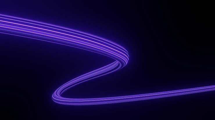 Photo ligne de mouvement de rendu 3d de vitesse et de puissance ou de traînées lumineuses lumière à grande vitesse avec faisceau de mouvement de courbe technologie 5g arrière-plan rapide et futuriste flou de mouvement abstrait