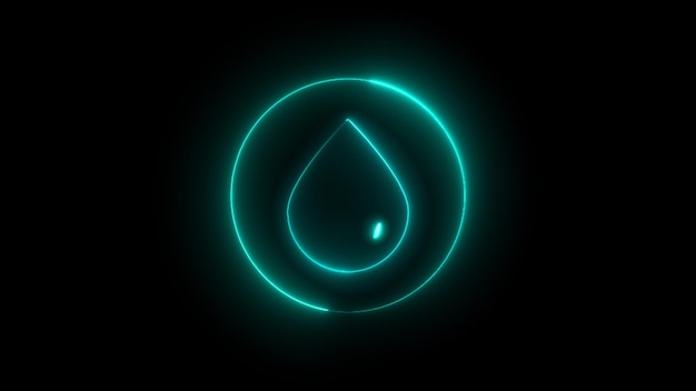 Ligne de néon brillante de couleur bleue et rose Icône de goutte d'huile et de gousse d'eau isolée sur fond noir
