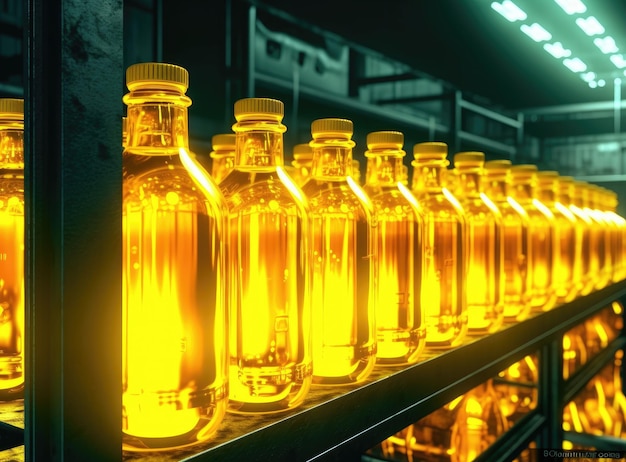 Ligne de production Convoyeur de bouteilles de jus créé avec la technologie Generative Al