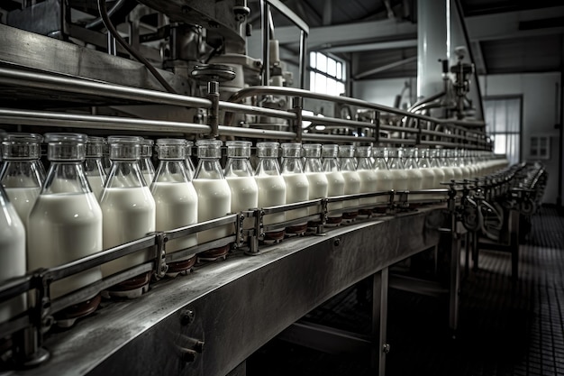 Ligne de production efficace d'usine laitière avec embouteillage en verre pour du lait de haute qualité