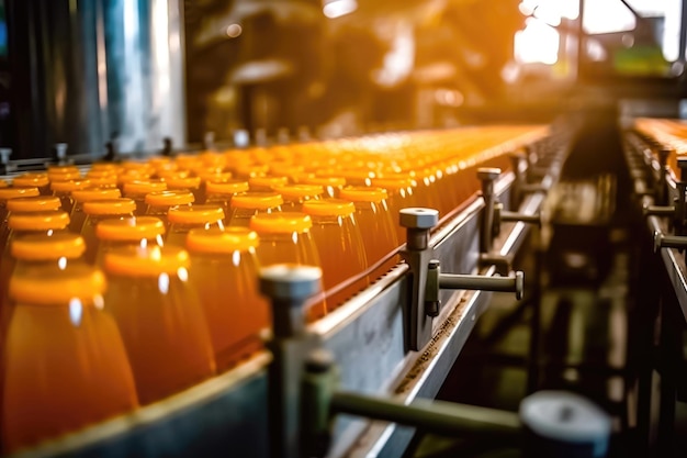 Ligne de production de jus d'orange idéale pour les projets de publicité de produits Generative AI