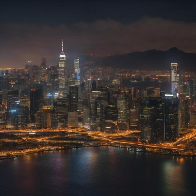 Photo ligne de la ville dans la nuit