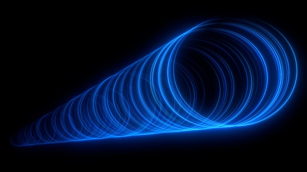 Lignes bleues brillantes en forme de spirale