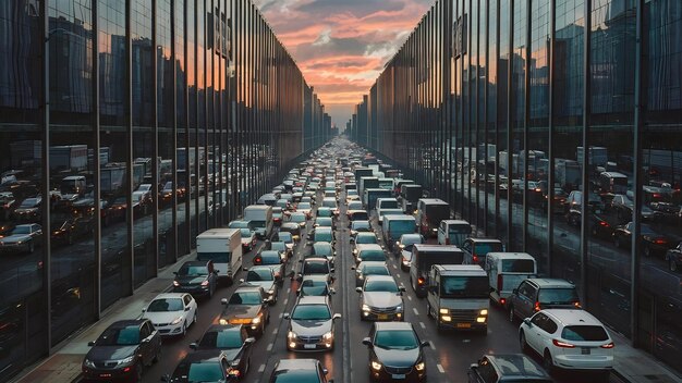 Lignes de circulation sur routes pavées à l'arrière-plan