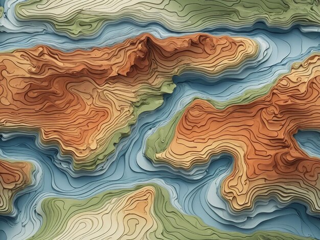 Les lignes de contour topographiques cartographient un motif homogène