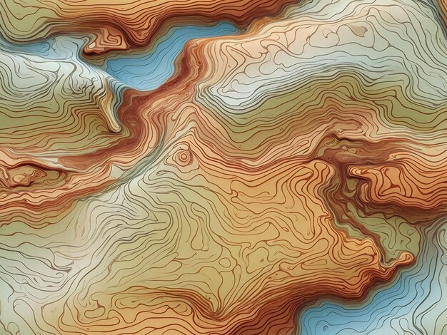 Les lignes de contour topographiques cartographient un motif homogène