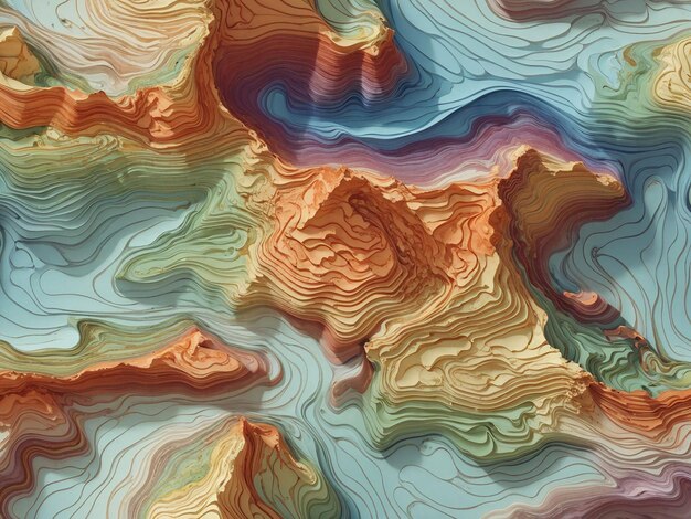 Les lignes de contour topographiques cartographient un motif homogène