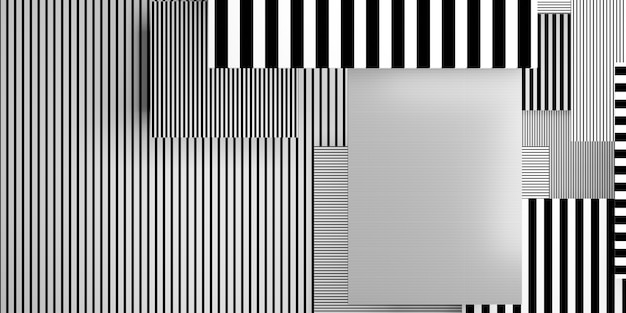 Lignes droites noires et blanches croisant l'illustration 3d de fond abstrait de classe complexe