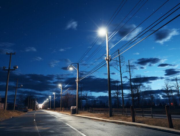 lignes électriques sur la route