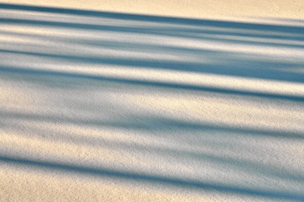 Lignes d'ombre abstraites sur fond de neige d'hiver. Neige pure éclairée par la lumière du soleil. Paysage pour carte postale, affiche, bannière.