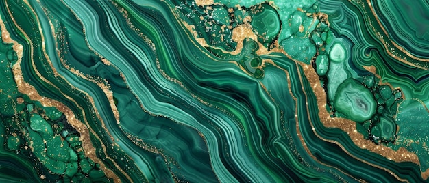 Des lignes ondulées imprimées à la mode peintes sur une surface marbrée artificielle illustration de marbrage artistique sur un fond d'arrière-plan abstrait fausse texture de pierre malachite agate vert jaspe dalle de marbre avec