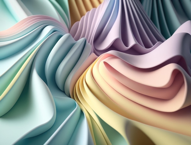 Lignes et plis de tissu aux couleurs pastel créés avec la technologie Generative AI