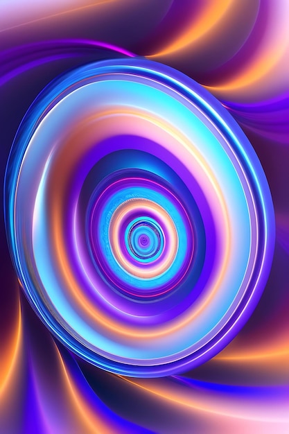 Lignes de tourbillon bleues et violettes transparentes abstraites Fleur exotique abstraite