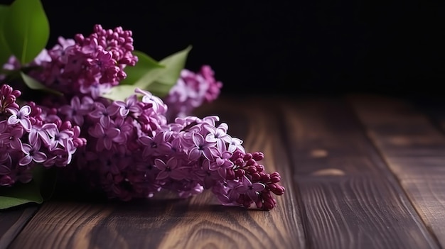 Lilas sur la table en bois Couleur vive Ai générative