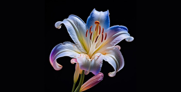 lily blanc d'art avec aberration chromatique au néon contenu Generative Ai
